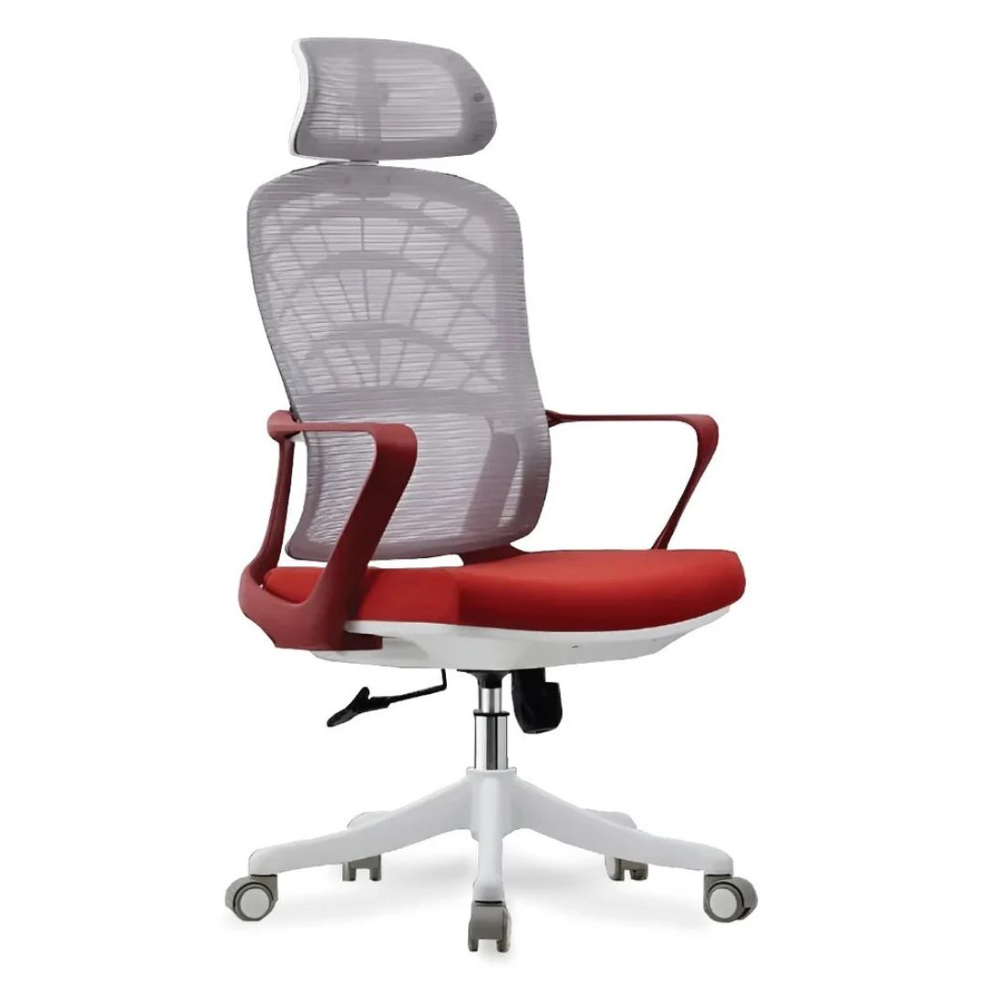 ErgoMesh High-Back Chair – Red & White Edition - Image 2